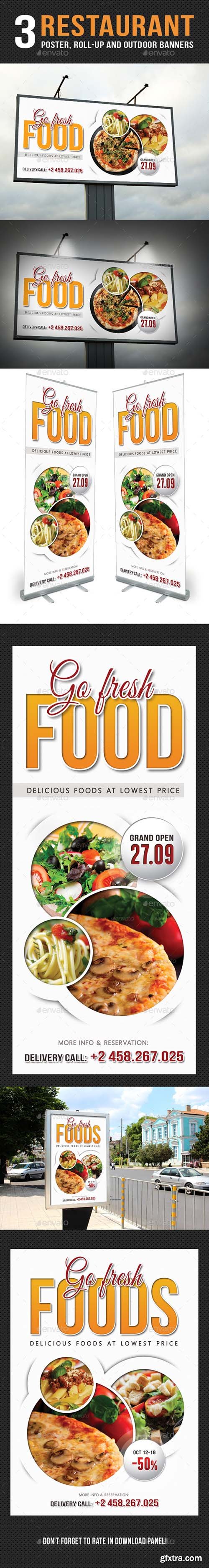 GraphicRiver 3 in 1 Restaurant Food Poster and Banners Bundle 13349606