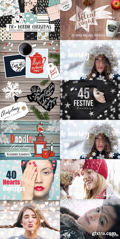 The Winter Bundle with Illustrations, Patterns and Fonts