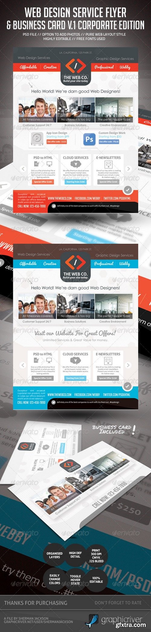 GraphicRiver - Web Design Service Set - 1 (Flyer & Business Card) 4605176