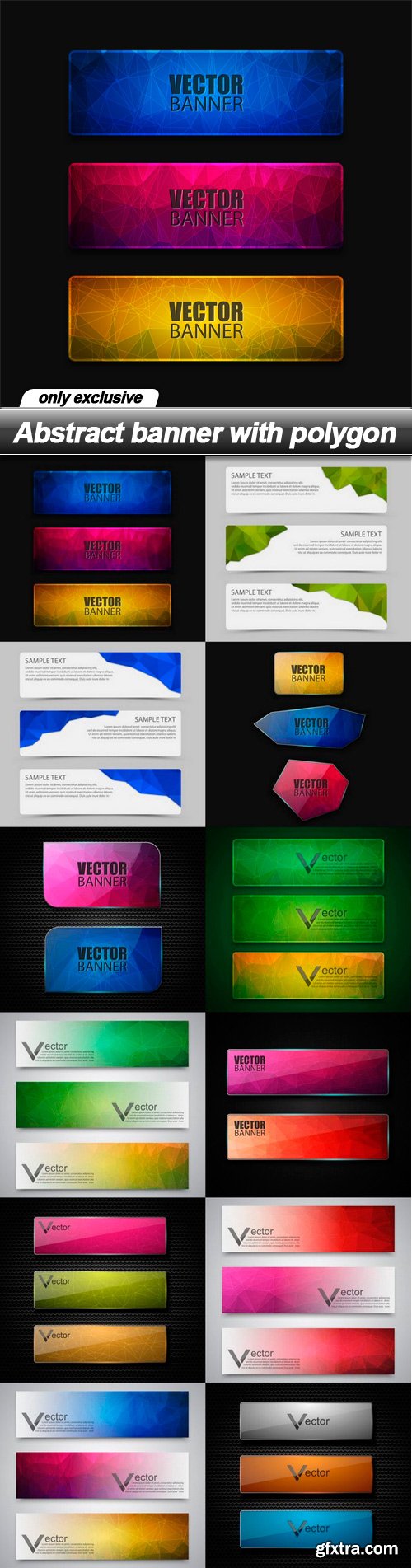 Abstract banner with polygon - 12 EPS