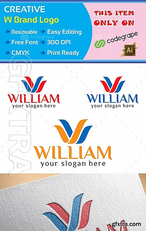 W Brand Logo Template 9968