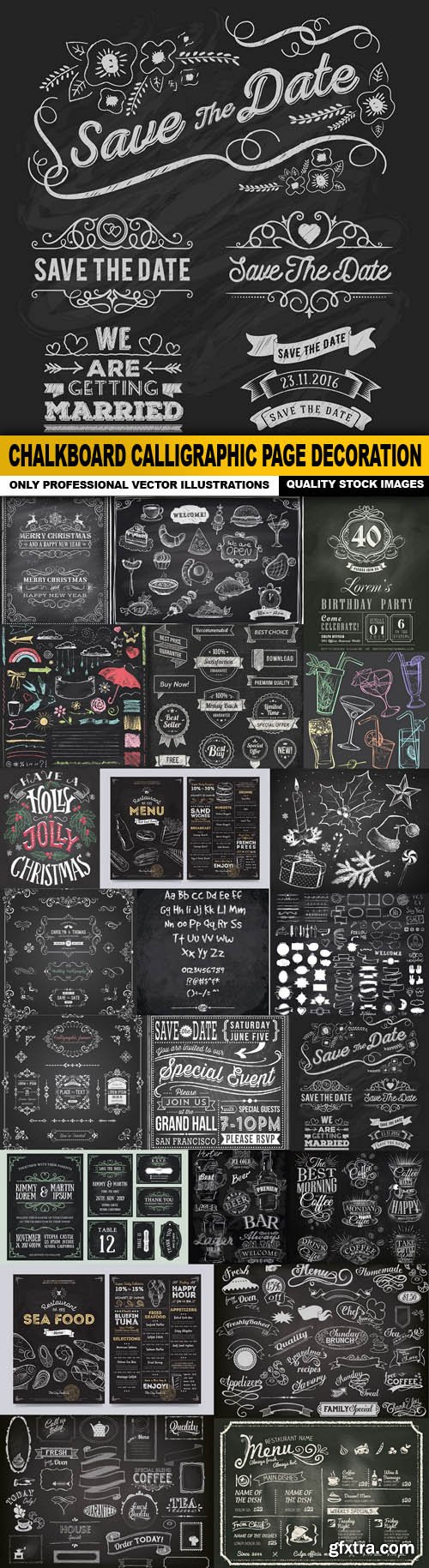 Chalkboard Calligraphic Page Decoration - 22 Vector