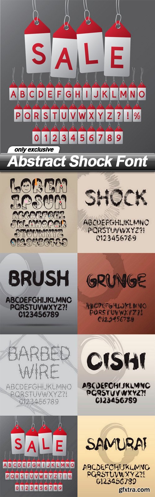 Abstract Shock Font - 8 EPS