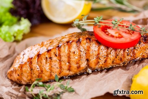 Collection of red fish fillet steak meat 25 HQ Jpeg