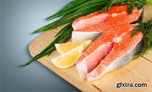 Collection of red fish fillet steak meat 25 HQ Jpeg