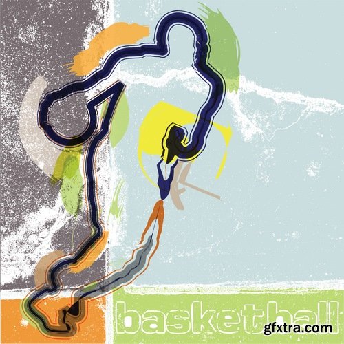 Collection basketball player basket ball sports field 25 EPS