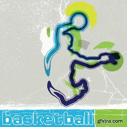 Collection basketball player basket ball sports field 25 EPS