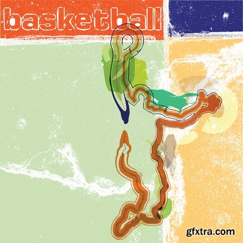 Collection basketball player basket ball sports field 25 EPS