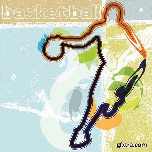 Collection basketball player basket ball sports field 25 EPS