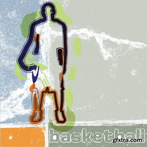 Collection basketball player basket ball sports field 25 EPS