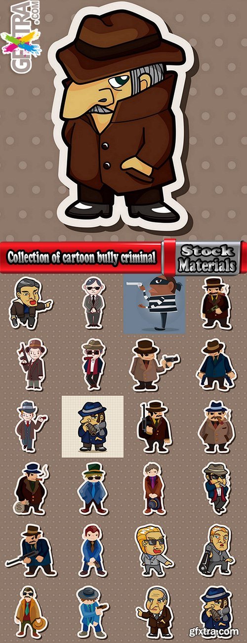 Collection of cartoon bully criminal mafia thief 25 EPS