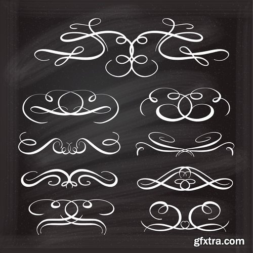 Collection of calligraphic decorative ornament border frame vector image 25 EPS