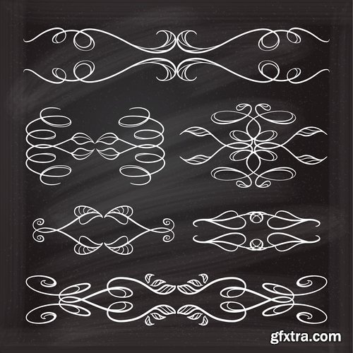 Collection of calligraphic decorative ornament border frame vector image 25 EPS