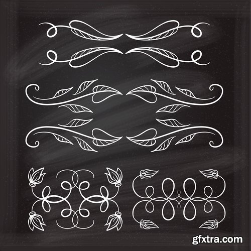 Collection of calligraphic decorative ornament border frame vector image 25 EPS