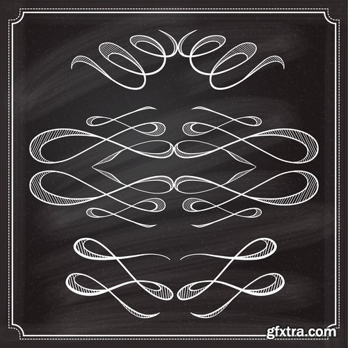 Collection of calligraphic decorative ornament border frame vector image 25 EPS