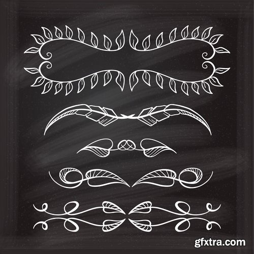 Collection of calligraphic decorative ornament border frame vector image 25 EPS