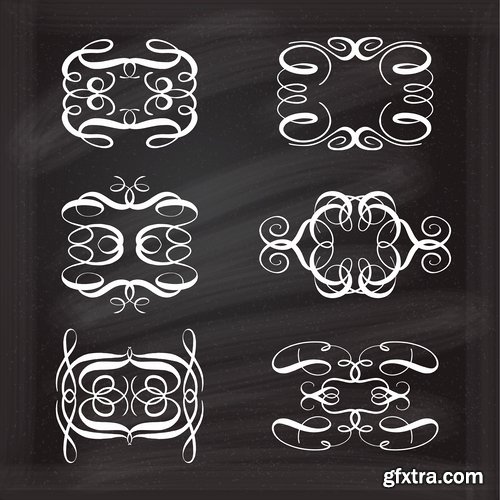 Collection of calligraphic decorative ornament border frame vector image 25 EPS