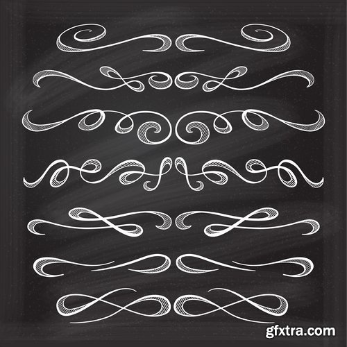 Collection of calligraphic decorative ornament border frame vector image 25 EPS