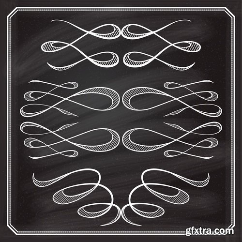 Collection of calligraphic decorative ornament border frame vector image 25 EPS