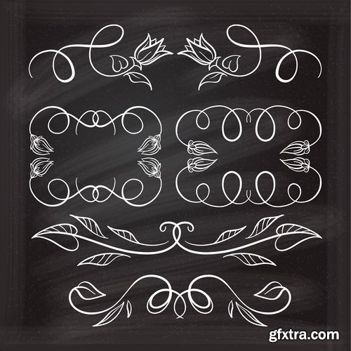 Collection of calligraphic decorative ornament border frame vector image 25 EPS