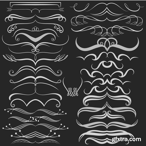 Collection of calligraphic decorative ornament border frame vector image 25 EPS