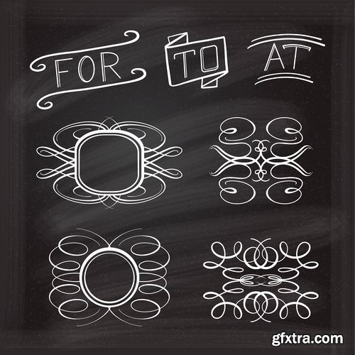 Collection of calligraphic decorative ornament border frame vector image 25 EPS