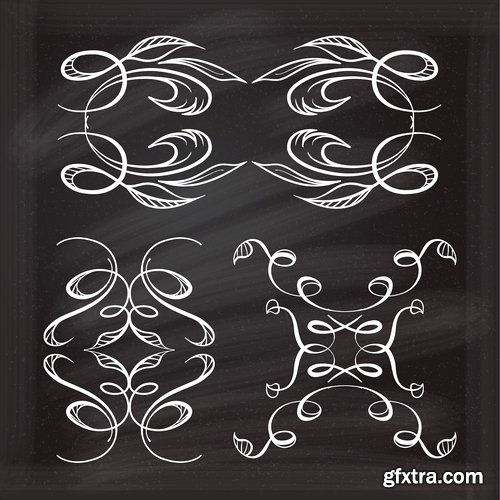 Collection of calligraphic decorative ornament border frame vector image 25 EPS