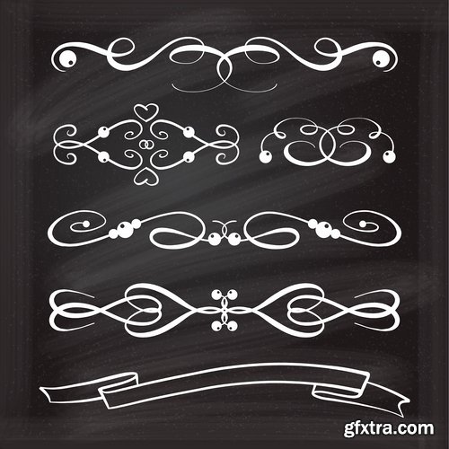 Collection of calligraphic decorative ornament border frame vector image 25 EPS