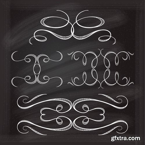 Collection of calligraphic decorative ornament border frame vector image 25 EPS