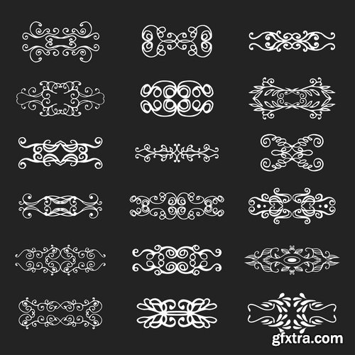 Collection of calligraphic decorative ornament border frame vector image 25 EPS