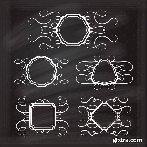 Collection of calligraphic decorative ornament border frame vector image 25 EPS