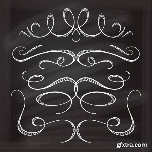 Collection of calligraphic decorative ornament border frame vector image 25 EPS