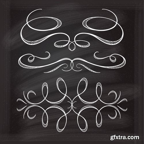 Collection of calligraphic decorative ornament border frame vector image 25 EPS