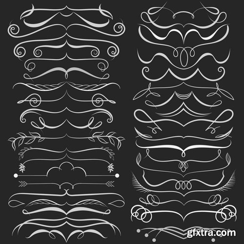 Collection of calligraphic decorative ornament border frame vector image 25 EPS