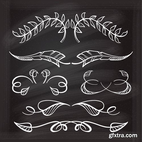 Collection of calligraphic decorative ornament border frame vector image 25 EPS