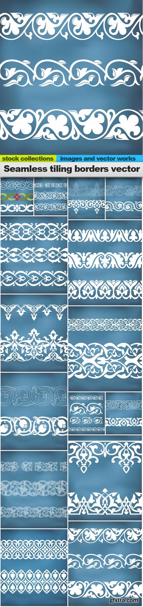 Seamless tiling borders vector, 15 x EPS