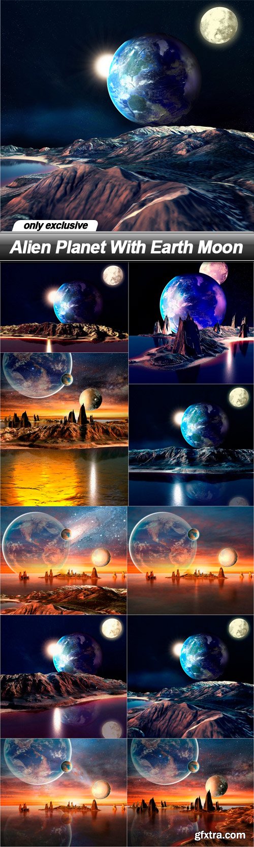 Alien Planet With Earth Moon - 10 UHQ JPEG