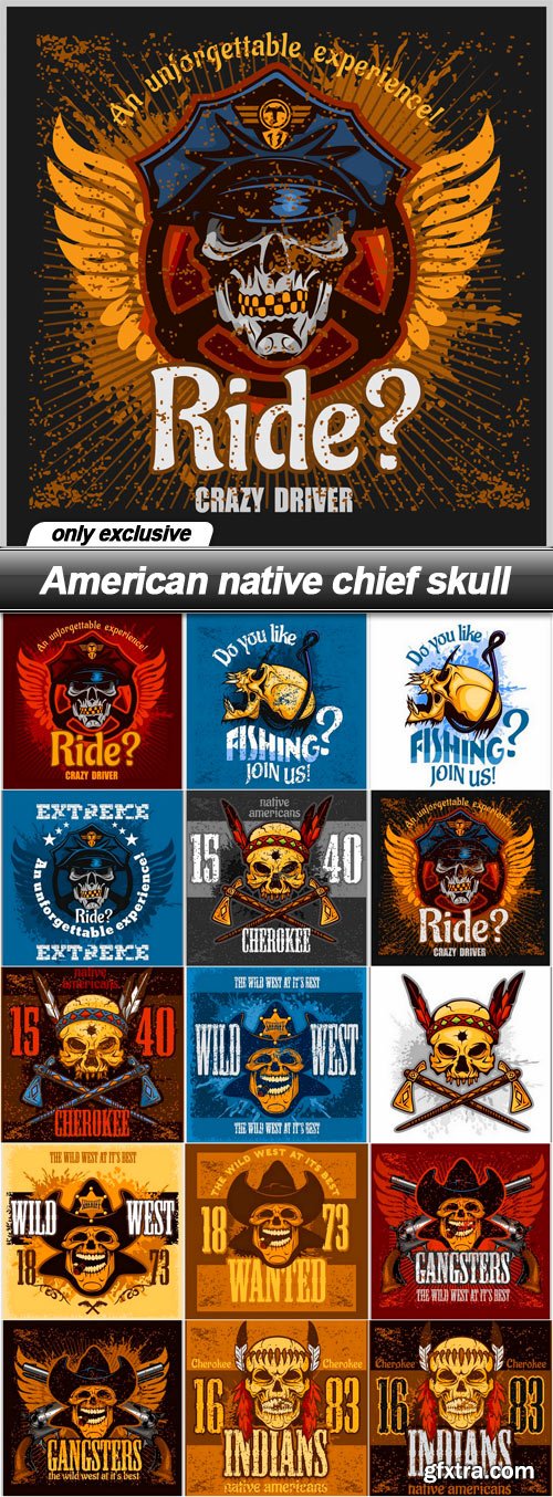 American native chief skull - 15 EPS