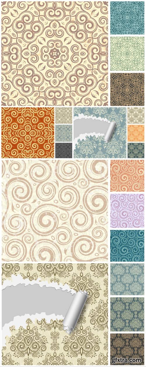 Seamless original damask backgrounds, vector