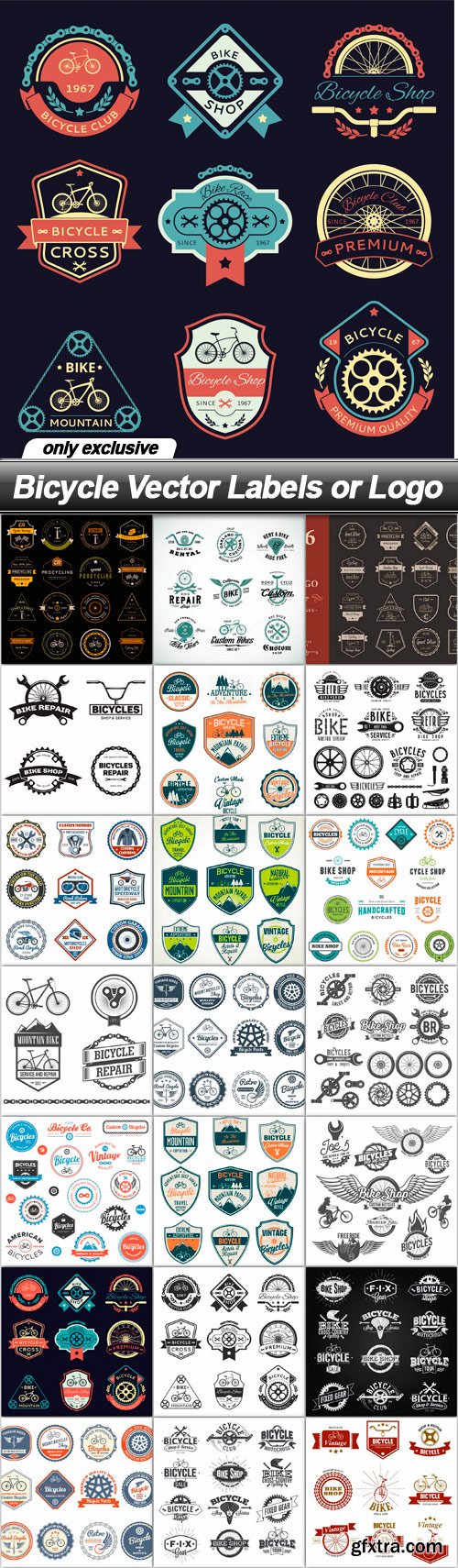 Bicycle Vector Labels or Logo - 21 EPS