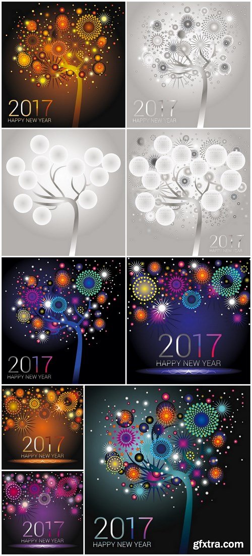 Glowing Tree Design 2017 - 9 UHQ JPEG Stock Images