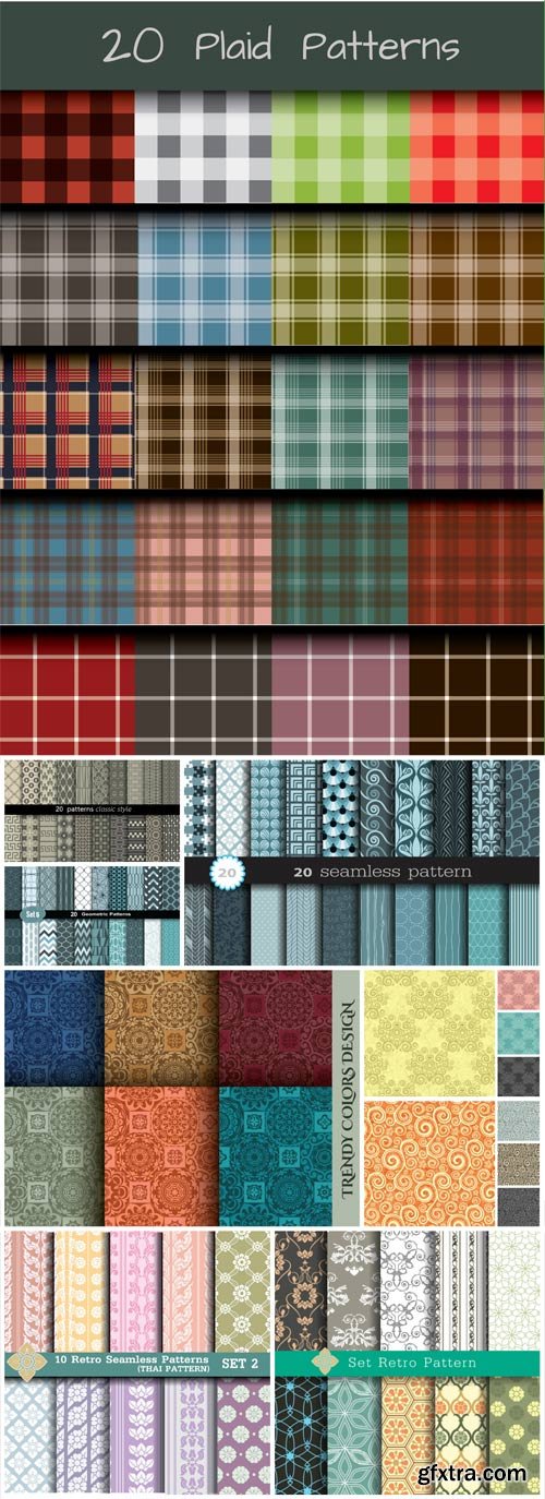 Vector set of various seamless texture