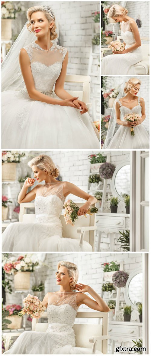 Bride in an beautiful elegant wedding dress