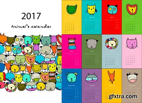 Calendar 2017 design - 10 EPS