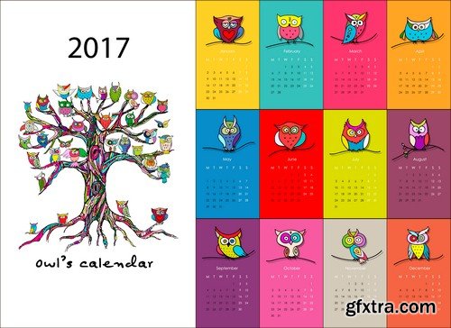 Calendar 2017 design - 10 EPS