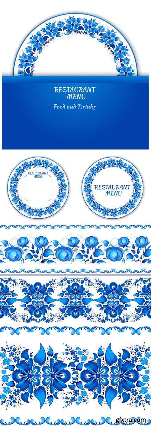 Restaurant original menu, vector beautiful backgrounds with floral patterns