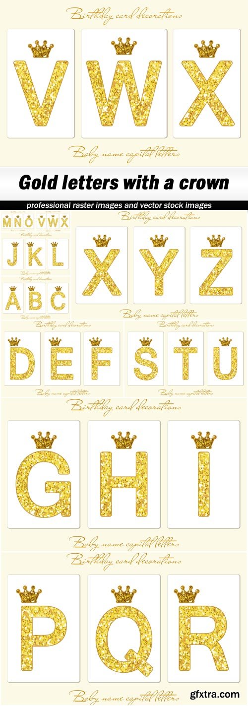 Gold letters with a crown - 9 EPS