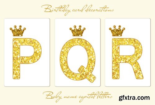 Gold letters with a crown - 9 EPS