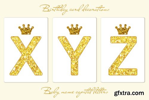 Gold letters with a crown - 9 EPS