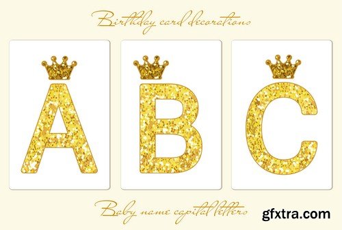 Gold letters with a crown - 9 EPS